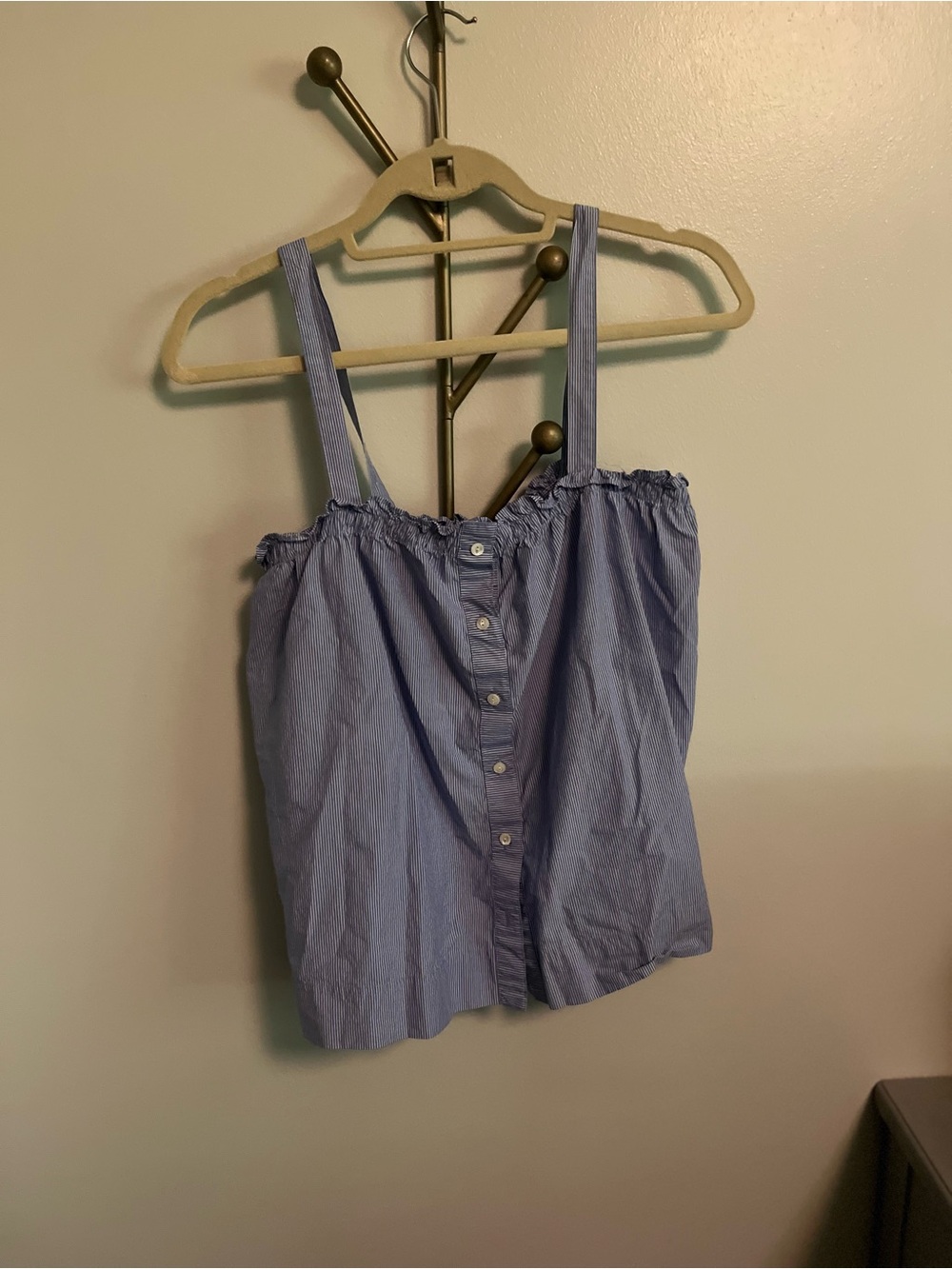 J. Crew Blue Button-Front Spaghetti Strap Cami